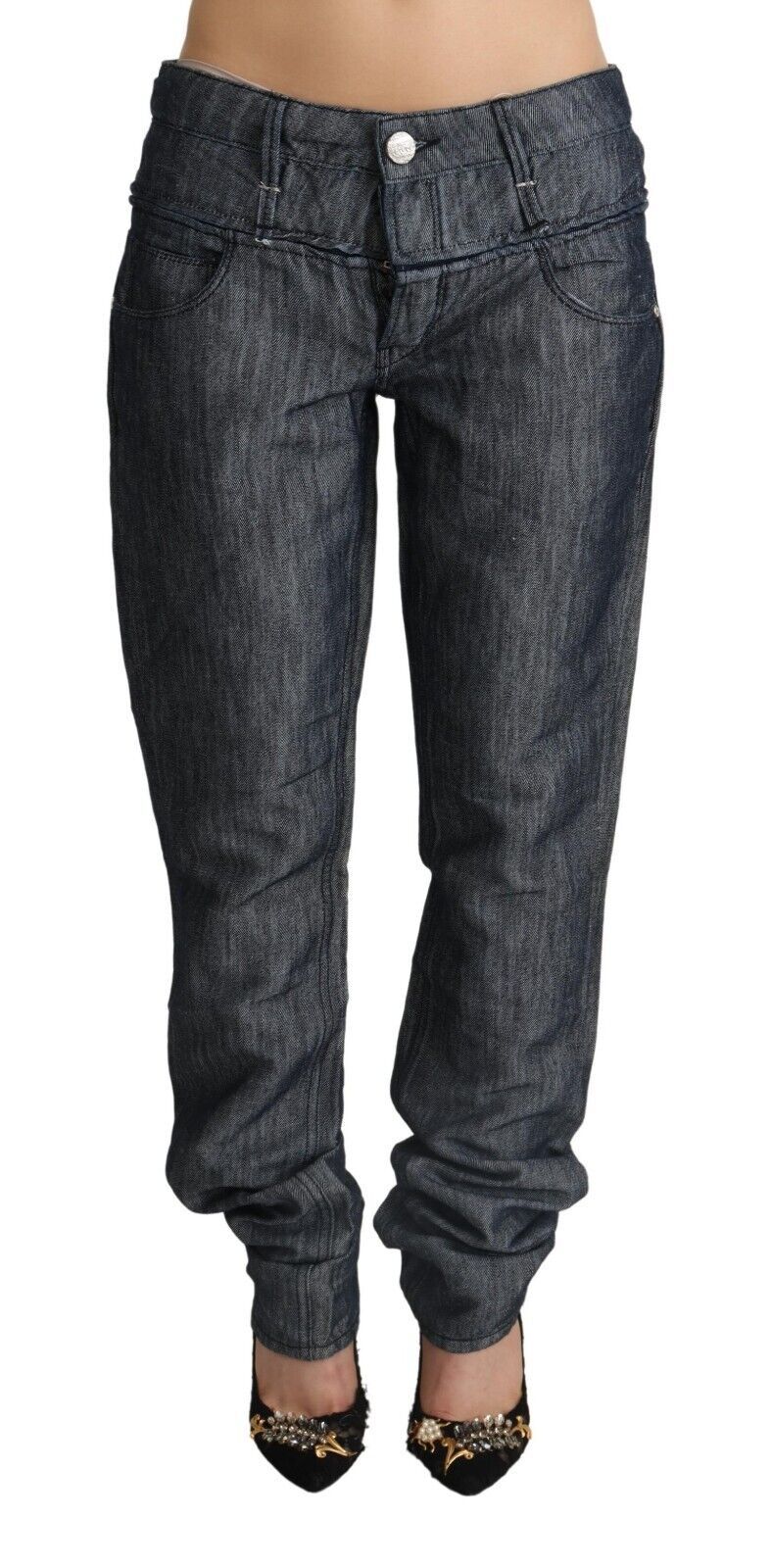 Acht Dark Gray Ramie Mid Wide Waist Straight Denim Jeans | Regal Royce