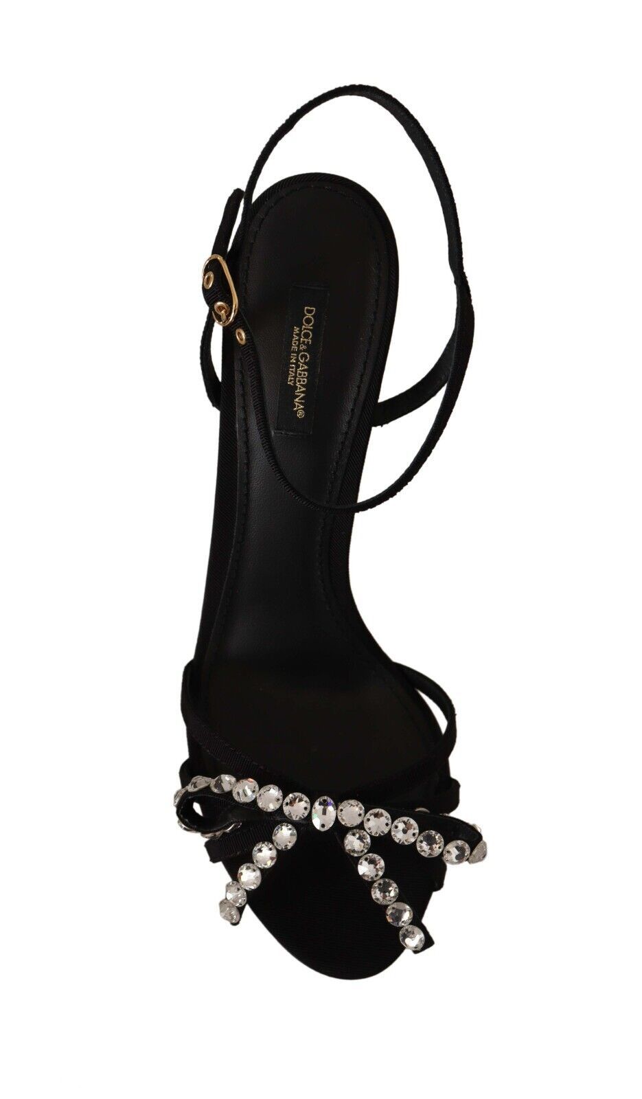 Dolce & Gabbana Black Crystals Ankle Strap Heels Sandals Shoes | Regal Royce