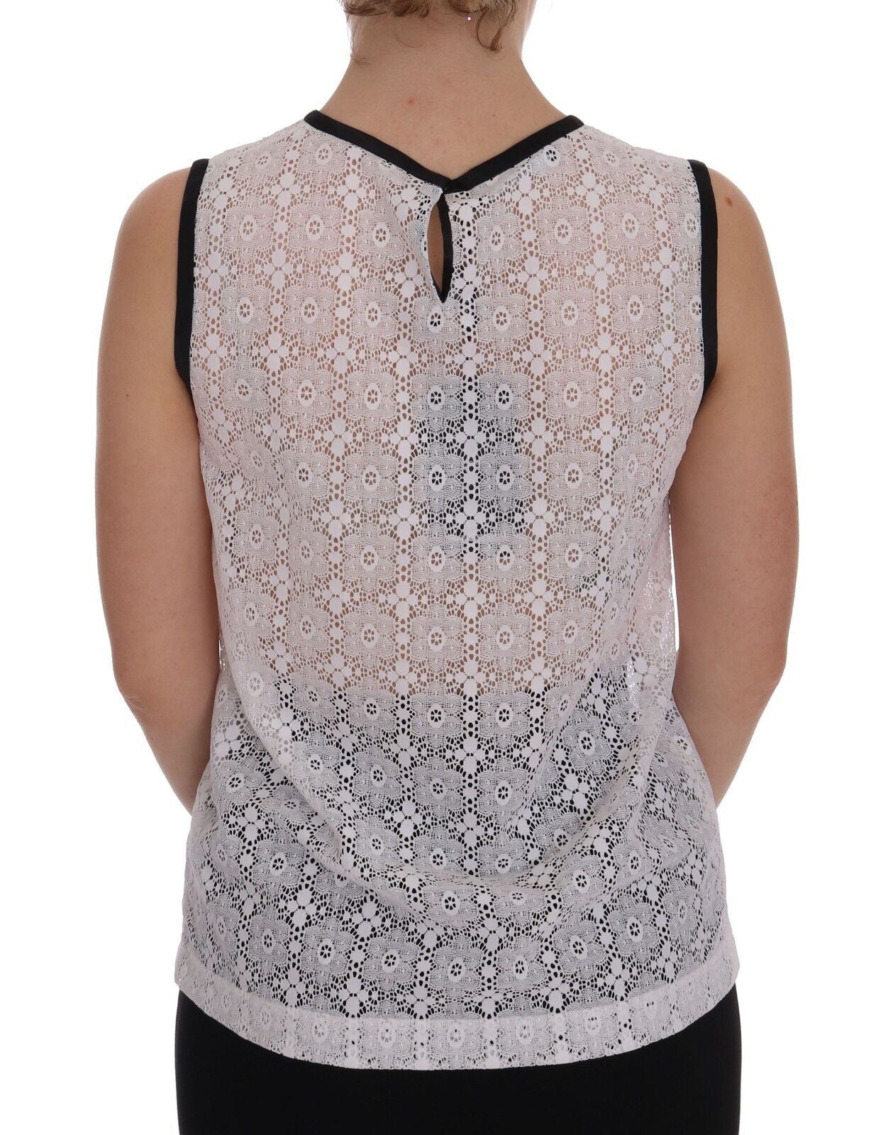 Dolce & Gabbana White Lace Floral Nylon Tank T-shirt | Regal Royce