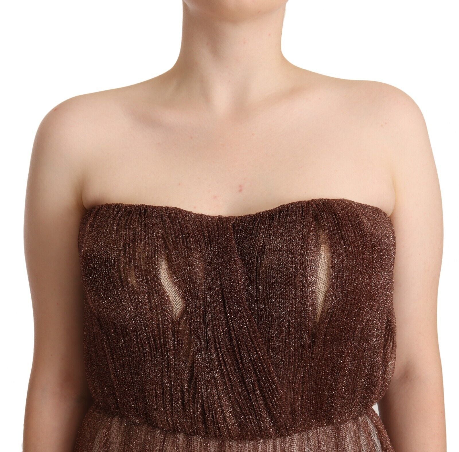 Dolce & Gabbana Metallic Bronze Polyester Maxi Gown Dress | Regal Royce