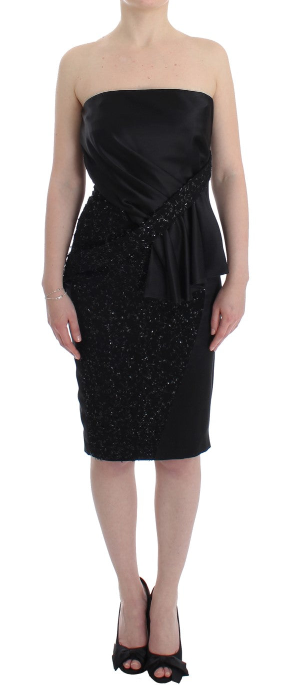 Masha Ma Black Strapless Embellished Pencil Dress | Regal Royce