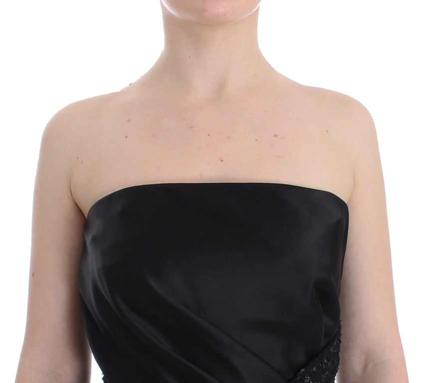 Masha Ma Black Strapless Embellished Pencil Dress | Regal Royce