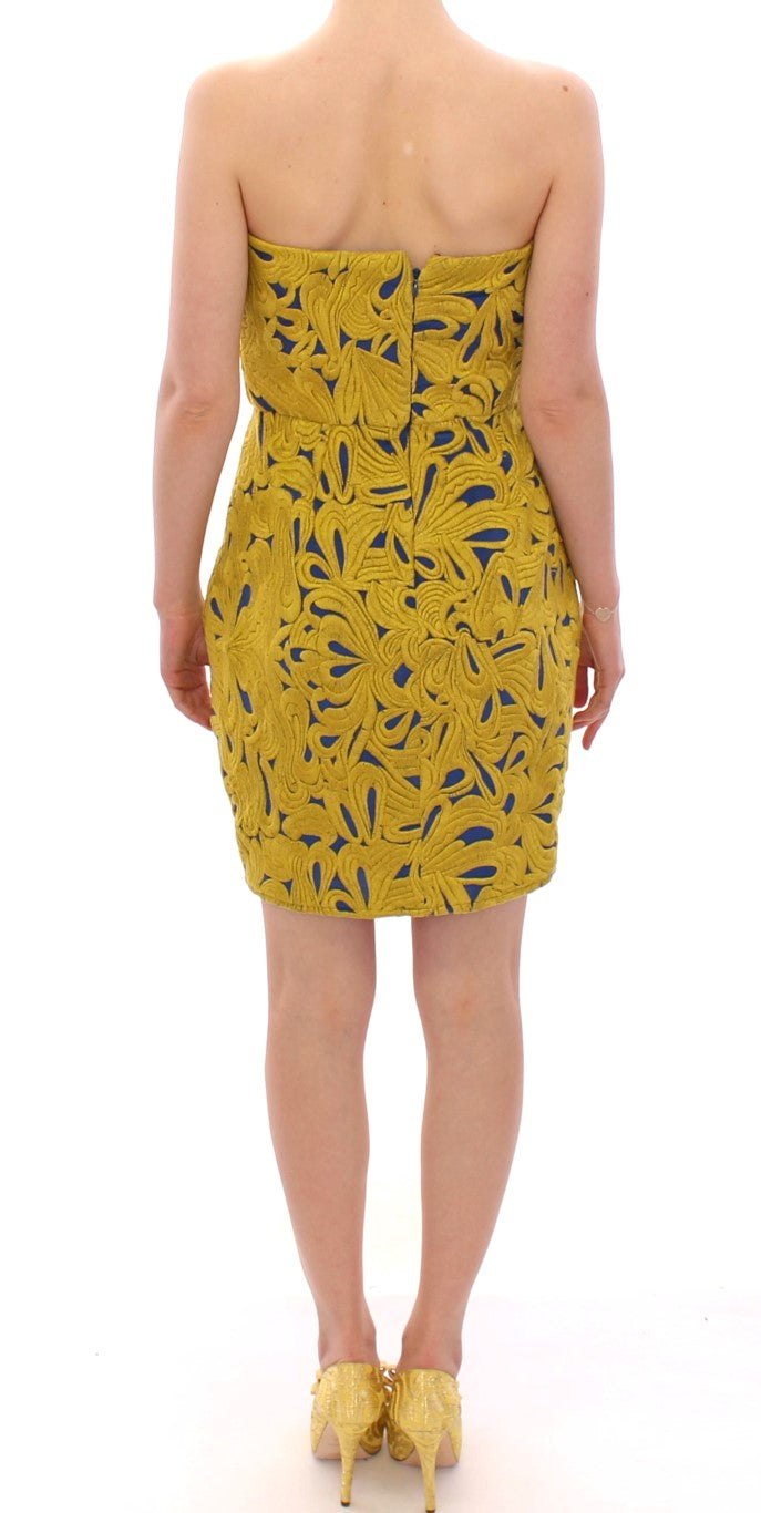 Sachin & Babi Blue Yellow Strapless Bubble Mini Shift Dress | Regal Royce