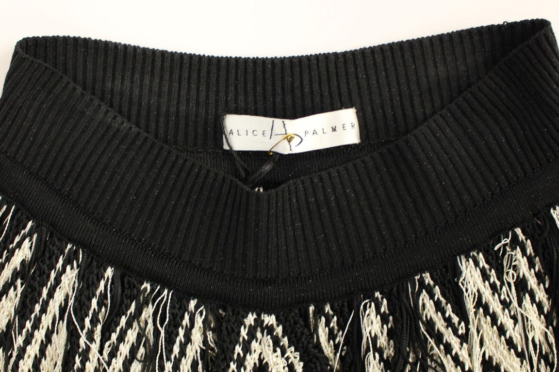 Alice Palmer White Black Knitted Assymetrical Skirt | Regal Royce