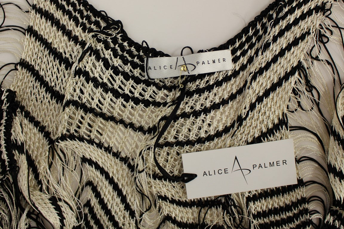 Alice Palmer Black Chainette Knit Striped Assymetrical Dress | Regal Royce
