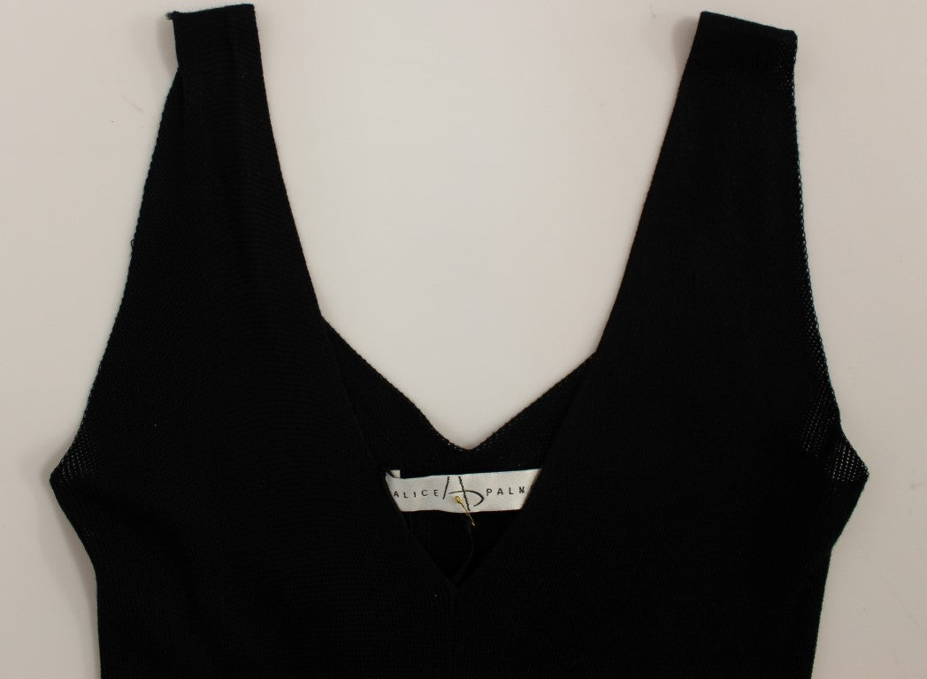 Alice Palmer Black White Low V Neck Knitted Cocktail Dress | Regal Royce