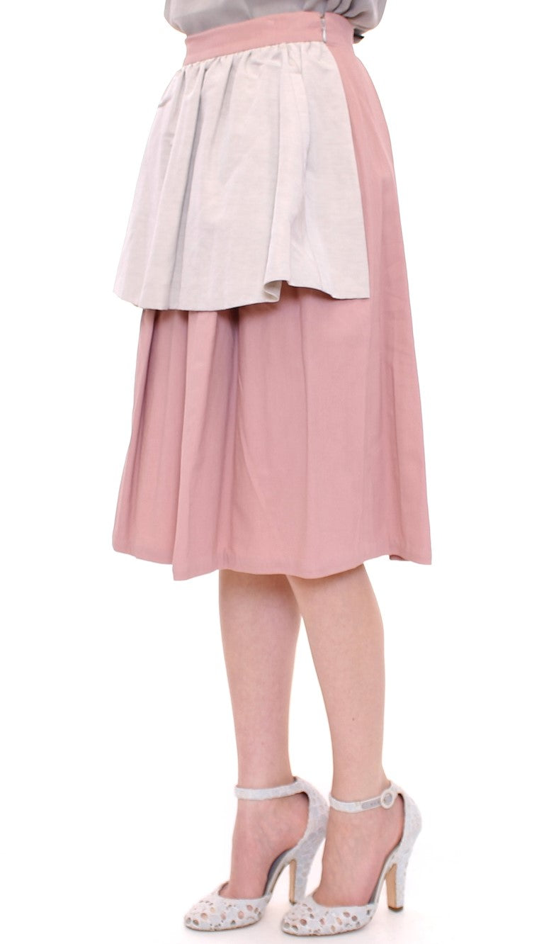Comeforbreakfast Pink Gray Knee-Length Pleated Skirt | Regal Royce