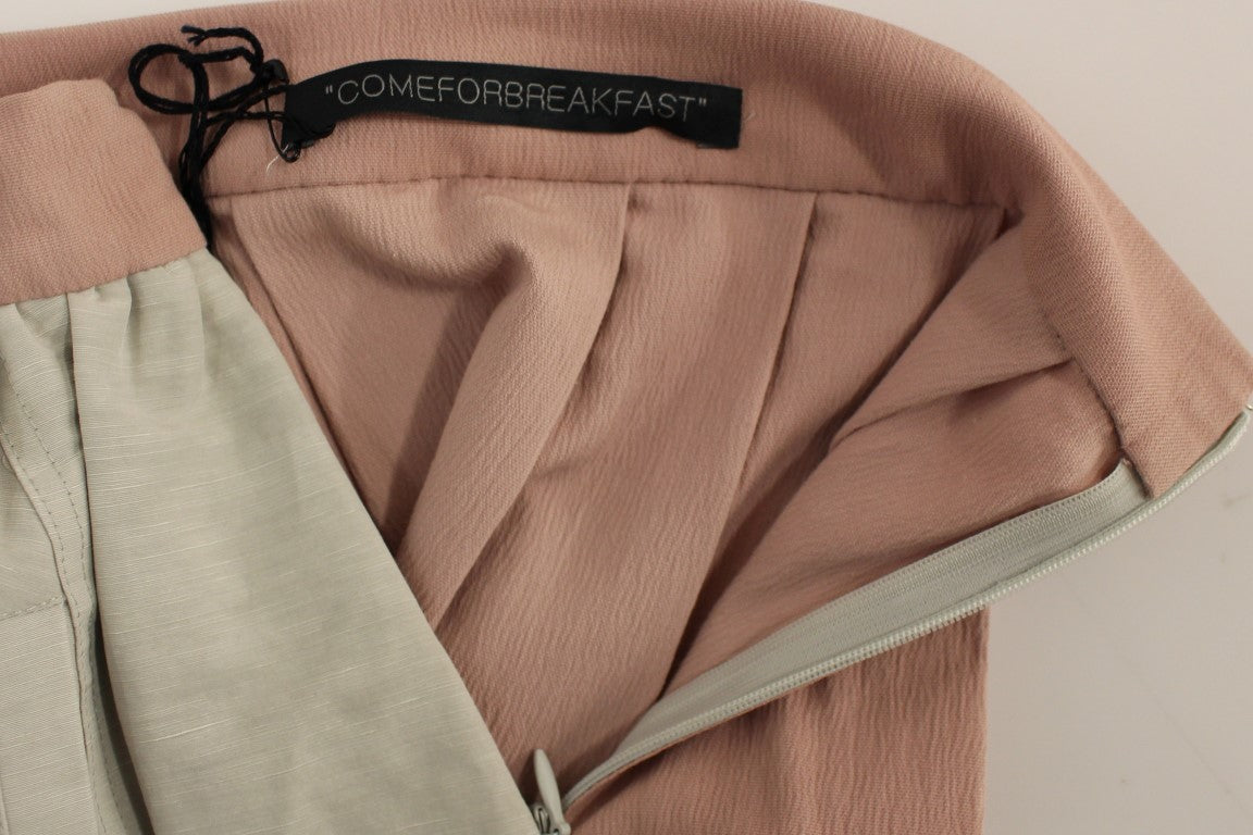 Comeforbreakfast Pink Gray Knee-Length Pleated Skirt | Regal Royce