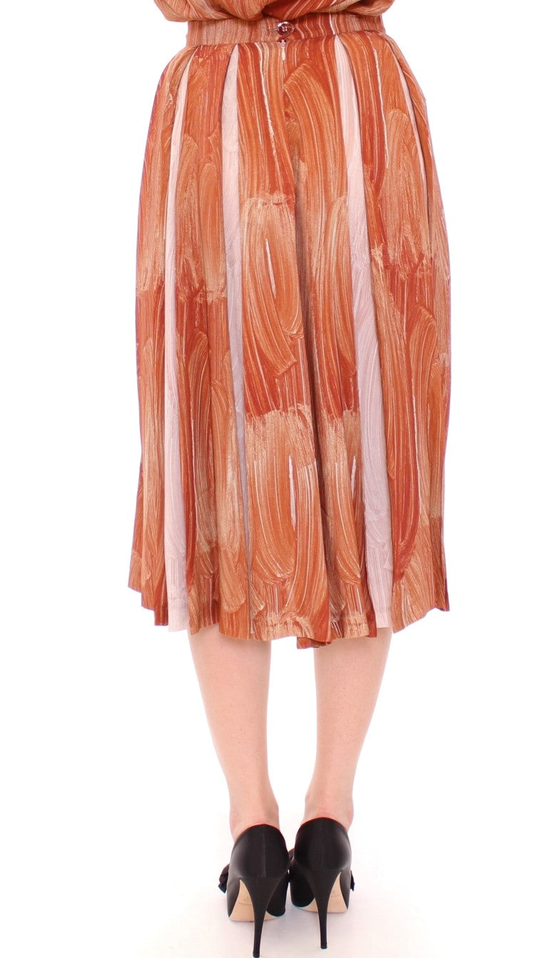 Licia Florio Brown Orange Below Knee Full Skirt | Regal Royce