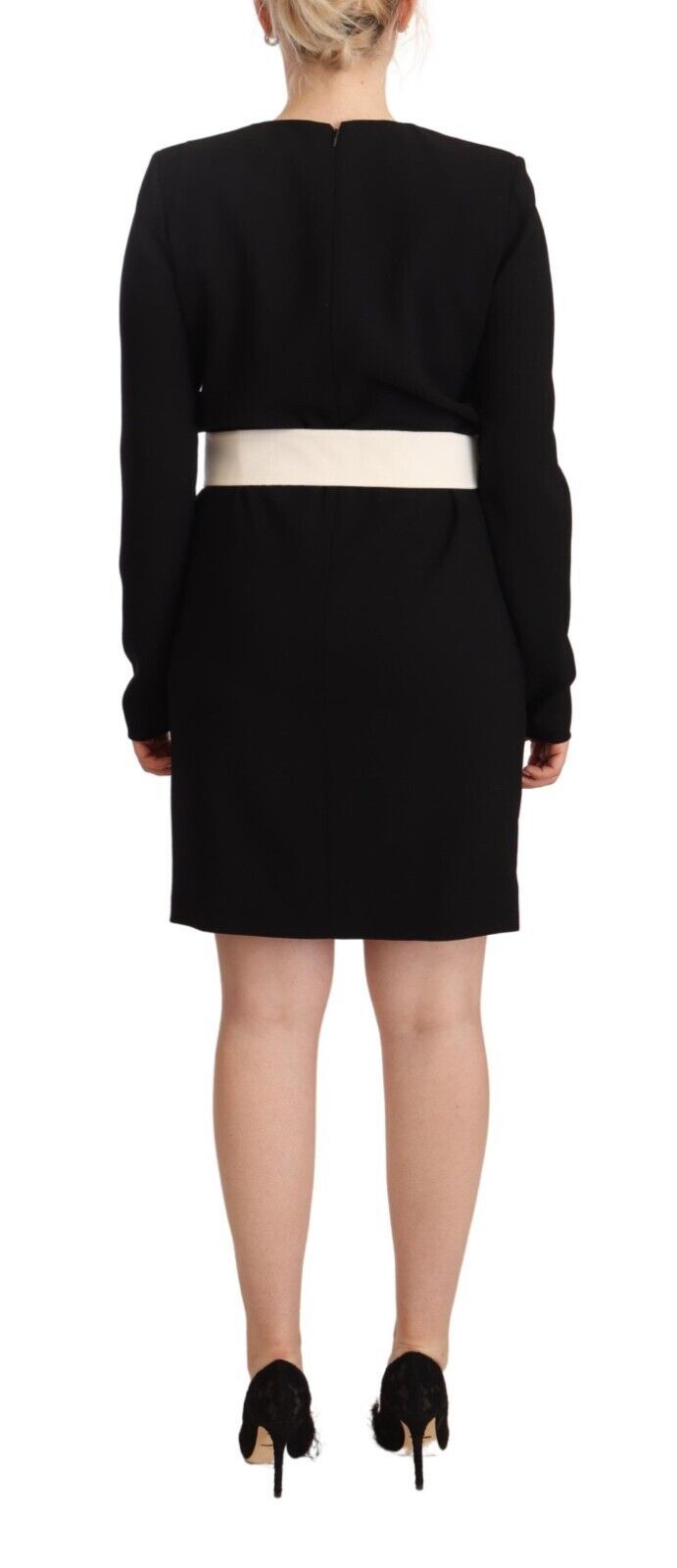 Givenchy Black Wool Long Sleeves Belted Mini Sheath Dress | Regal Royce