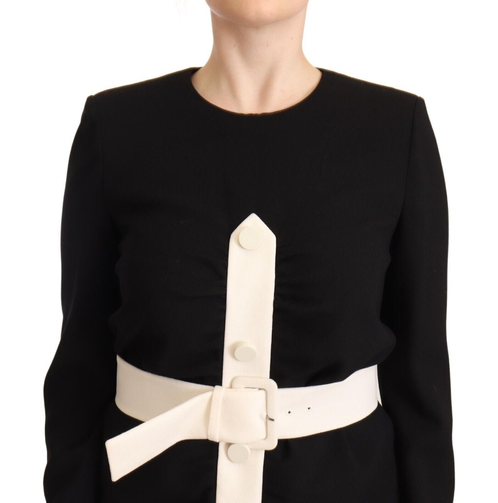 Givenchy Black Wool Long Sleeves Belted Mini Sheath Dress | Regal Royce