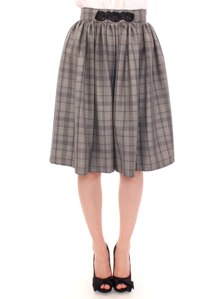 NOEMI ALEMÁN Gray Checkered Wool Shorts Skirt | Regal Royce
