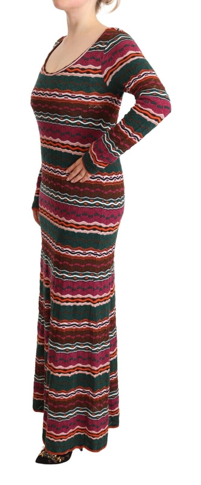 Missoni Multicolor Stripe Wool Knitted Maxi Sheath Dress | Regal Royce