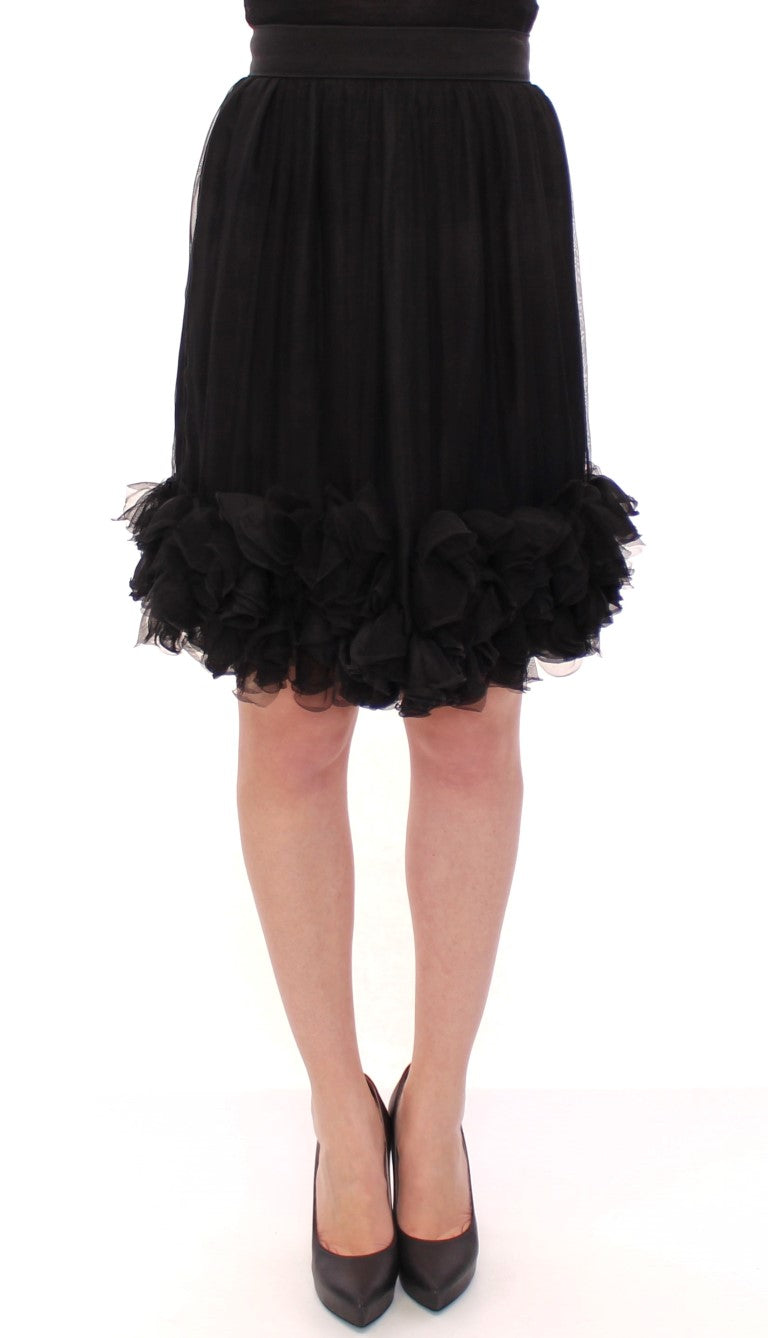 Dolce & Gabbana Black Silk Transparent Above Knees Skirt | Regal Royce
