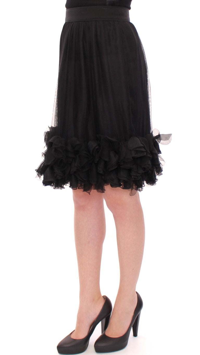 Dolce & Gabbana Black Silk Transparent Above Knees Skirt | Regal Royce
