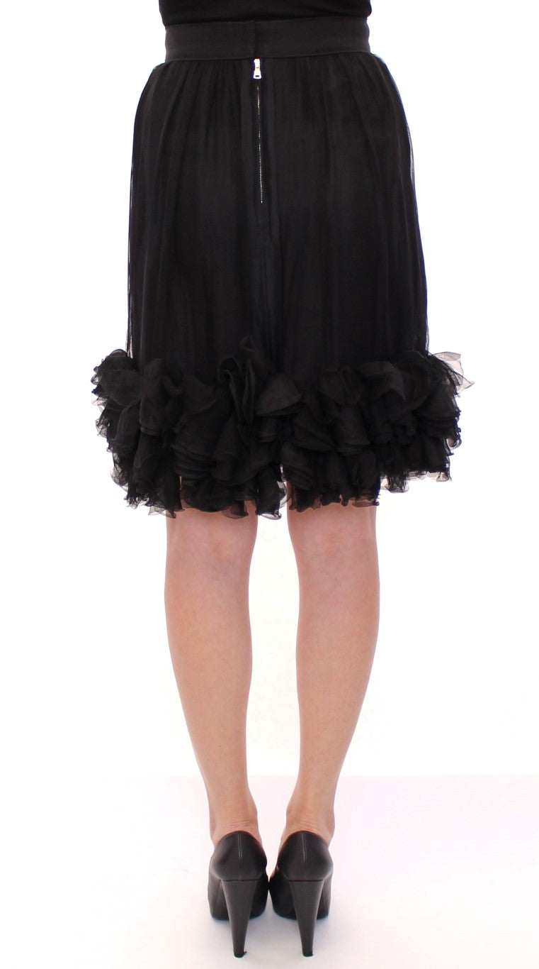 Dolce & Gabbana Black Silk Transparent Above Knees Skirt | Regal Royce