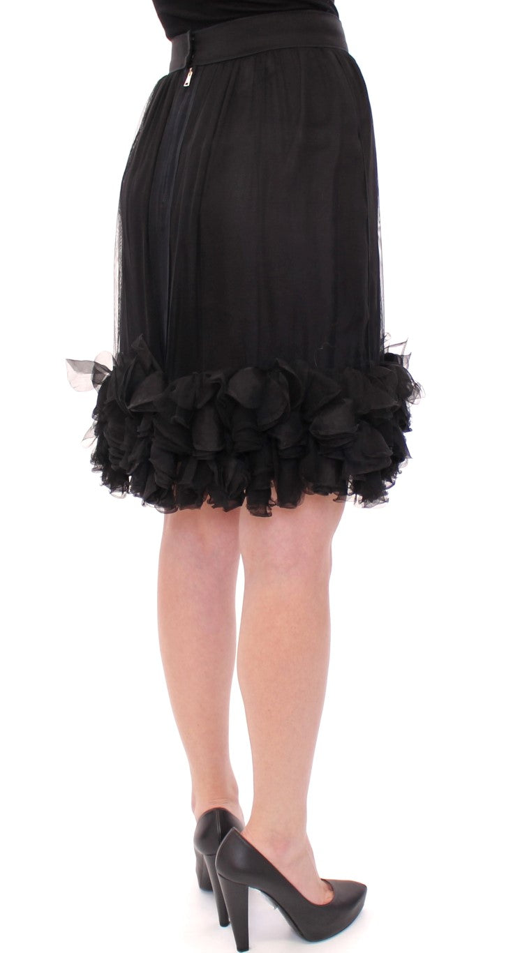 Dolce & Gabbana Black Silk Transparent Above Knees Skirt | Regal Royce
