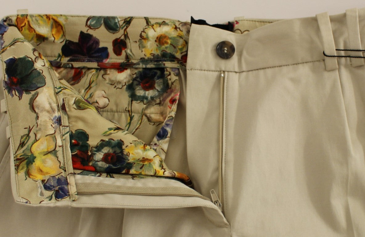 Dolce & Gabbana Beige Cotton Chinos Pants | Regal Royce