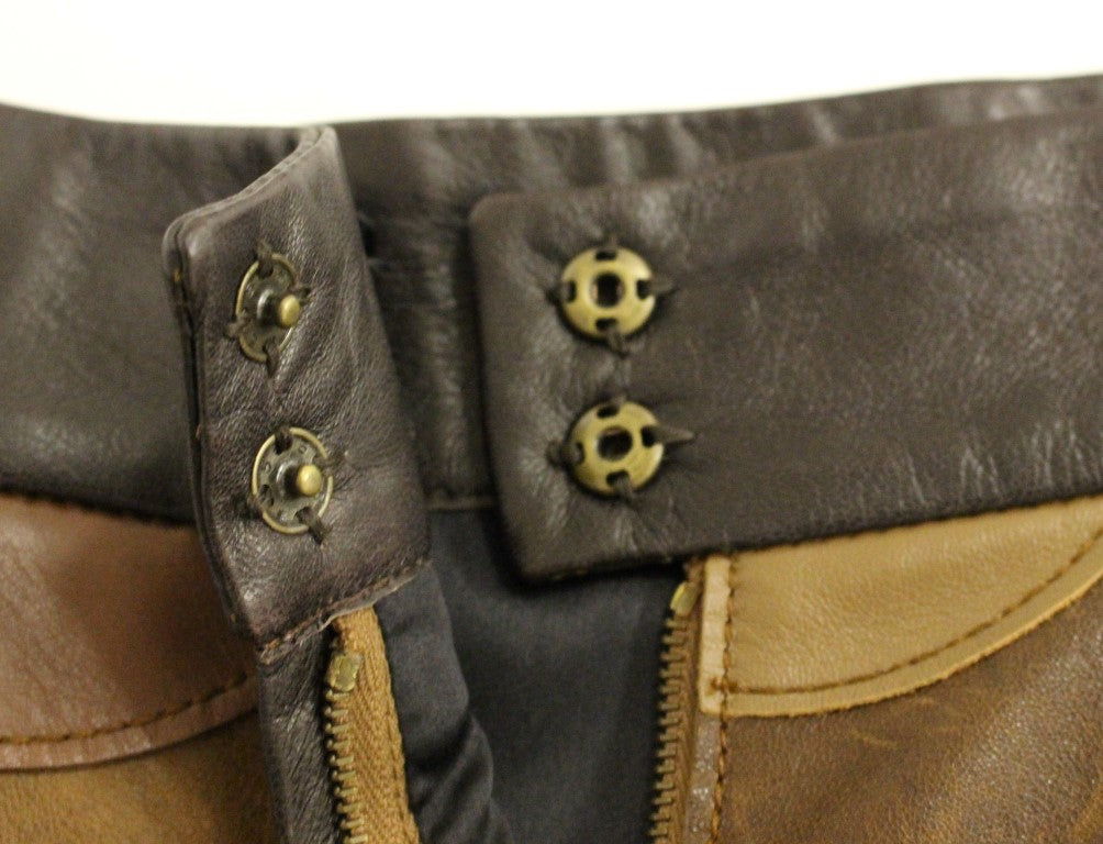 Dolce & Gabbana Brown Patchwork Leather Straight Skirt | Regal Royce