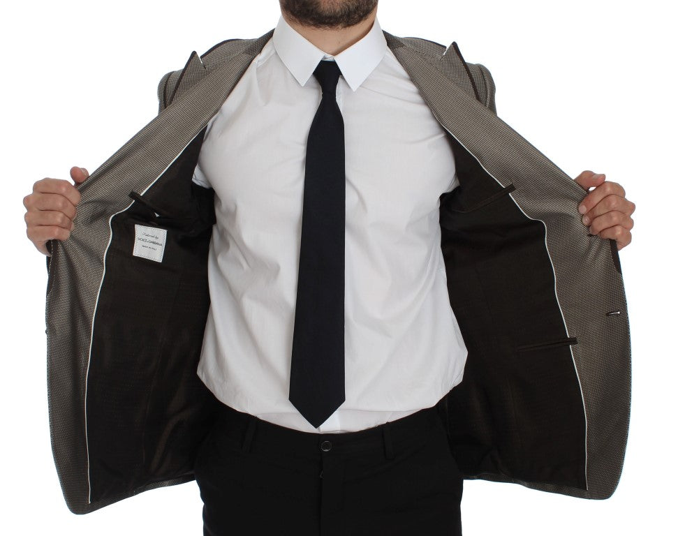 Dolce & Gabbana Brown Slim Fit Silk Two Button Blazer | Regal Royce