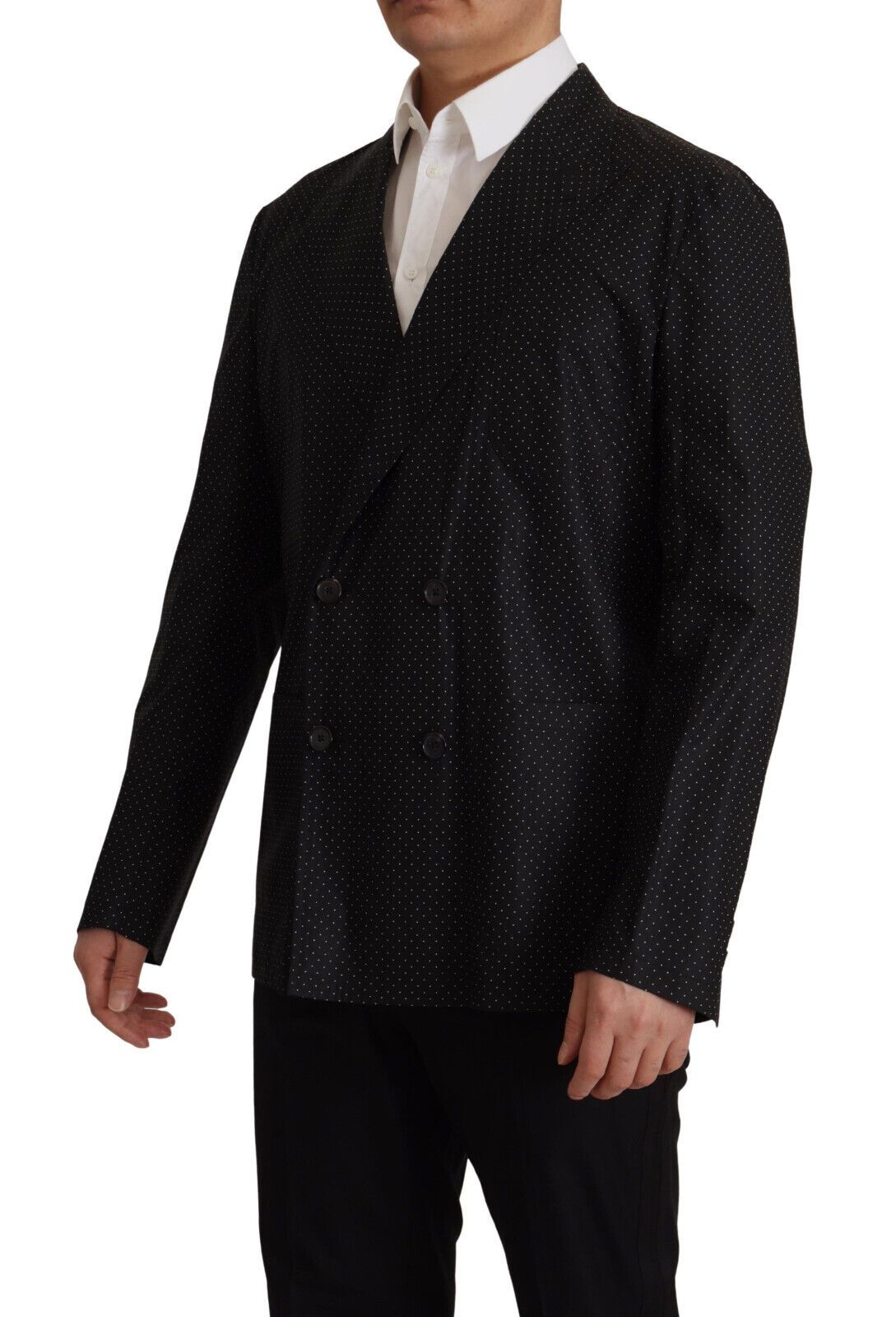 Dolce & Gabbana Black Polka Dotted Cotton Blazer Jacket | Regal Royce