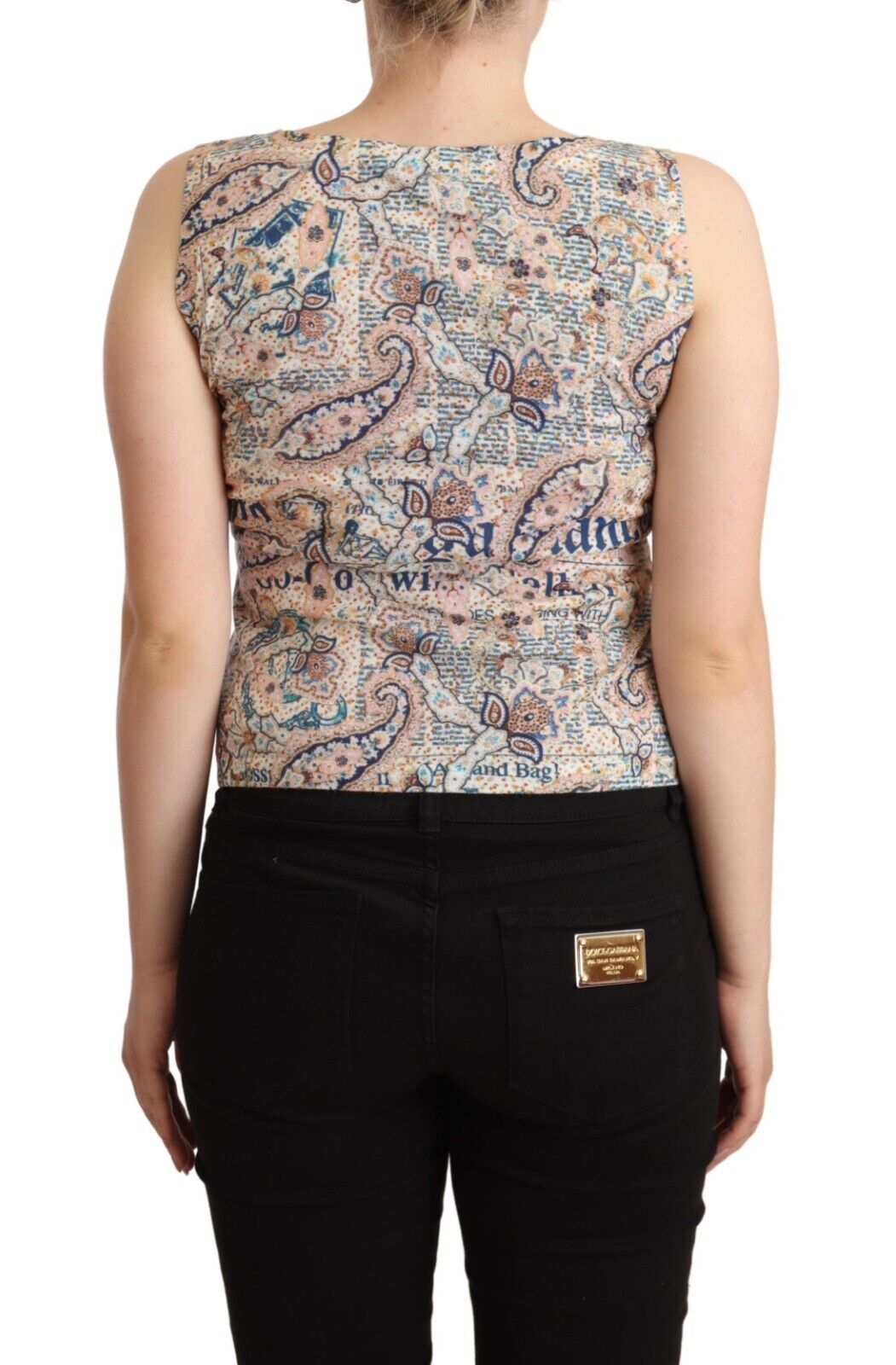 John Galliano Multicolor Cotton Sleeveless V-neck Tank Top | Regal Royce