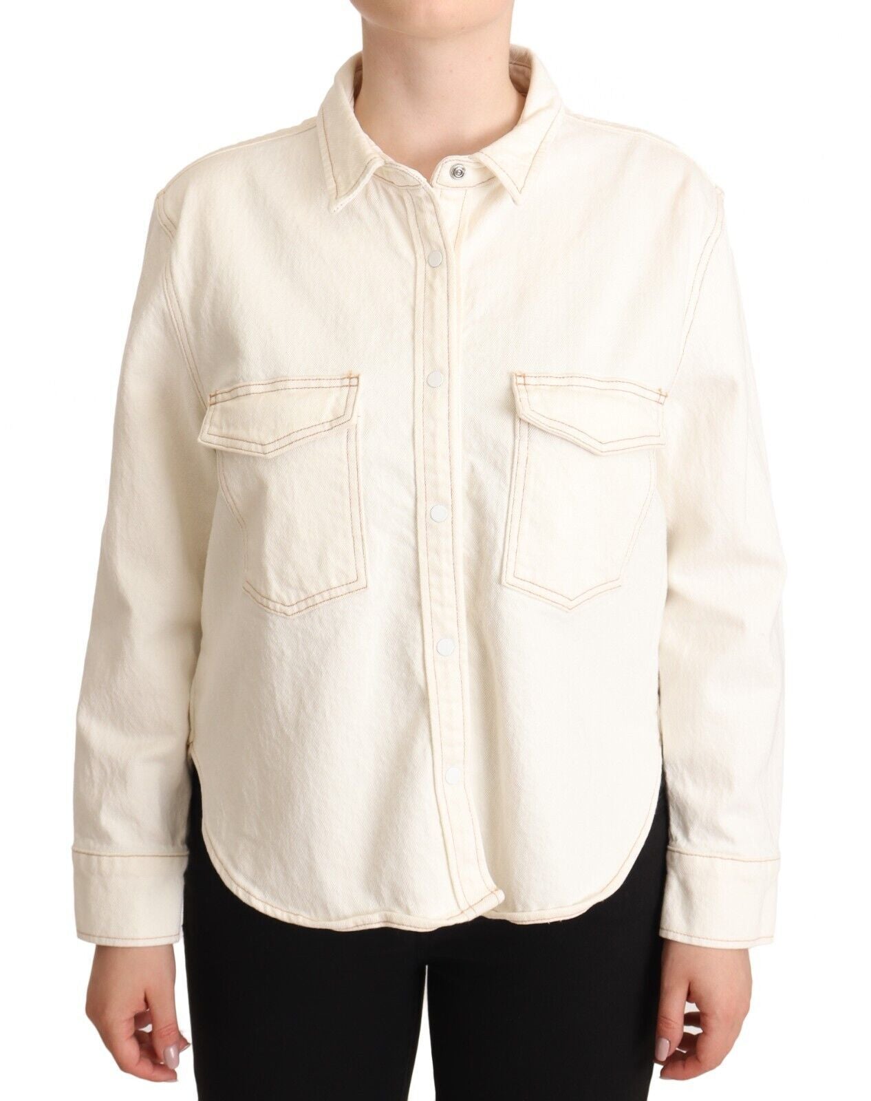 Levi's White Cotton Collared Long Sleeves Button Down Polo Top | Regal Royce