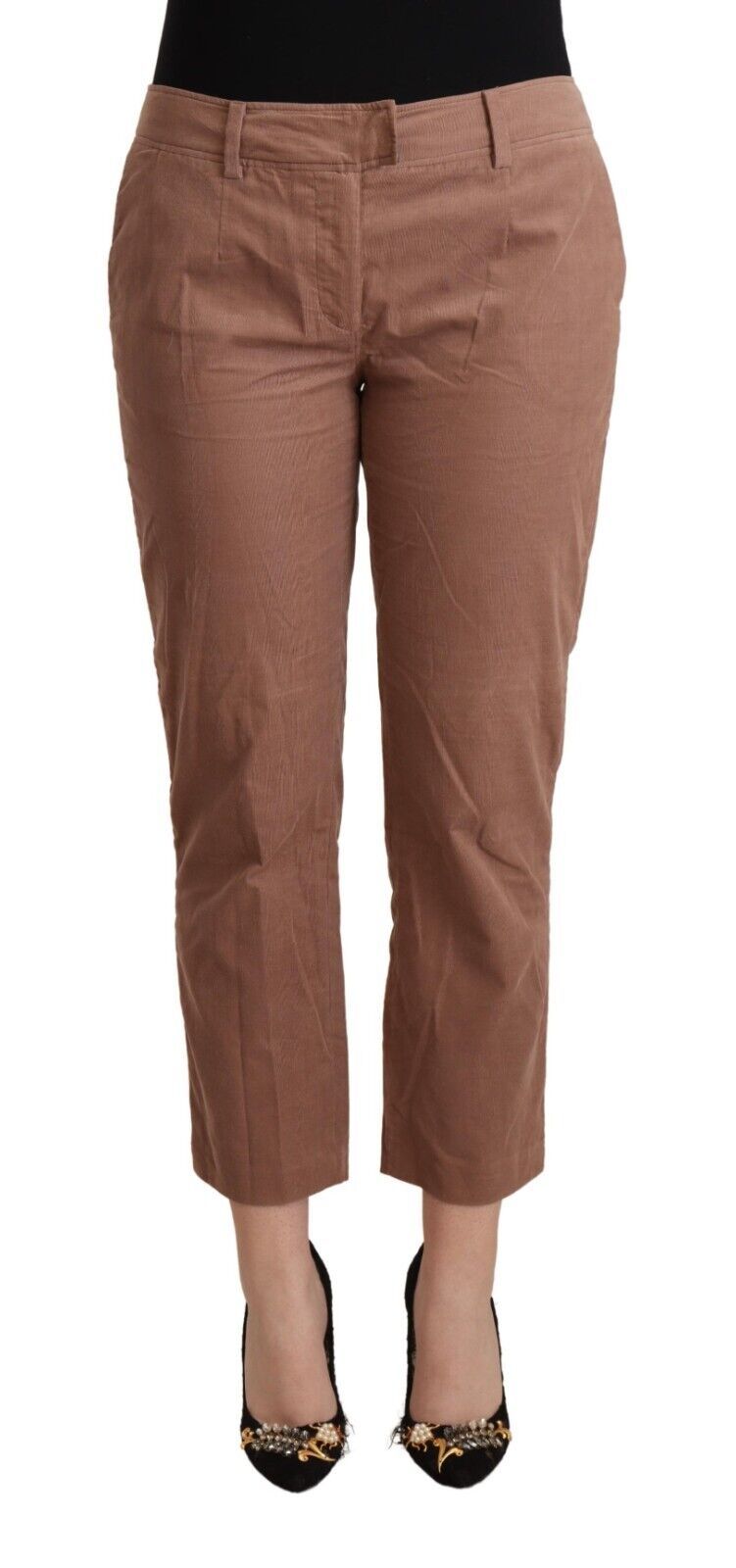 Costume National Brown Cotton Tapered Cropped Pants | Regal Royce