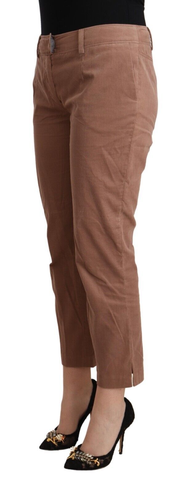 Costume National Brown Cotton Tapered Cropped Pants | Regal Royce