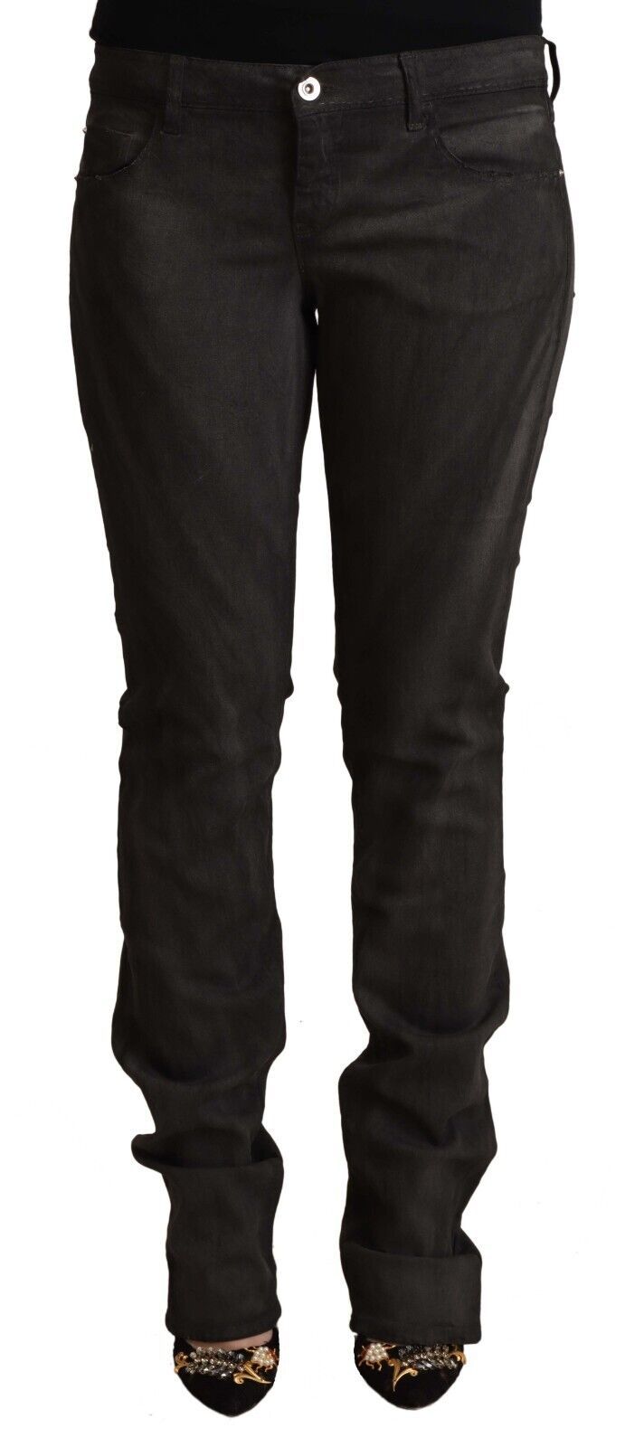 Costume National Black Cotton Mid Waist Skinny Pants | Regal Royce