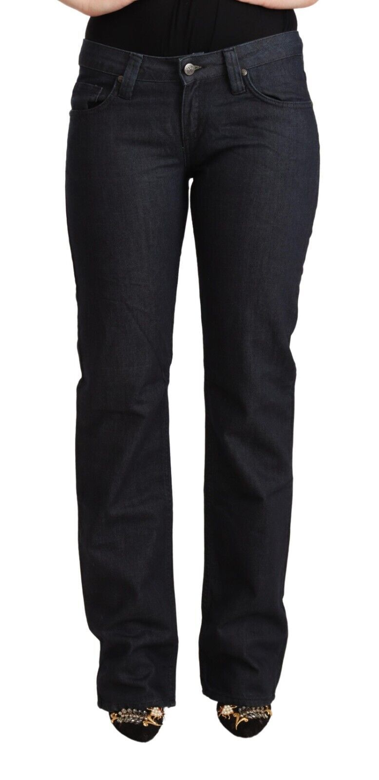 Exte Dark Blue Cotton Stretch Low Waist Straight Denim Jeans | Regal Royce