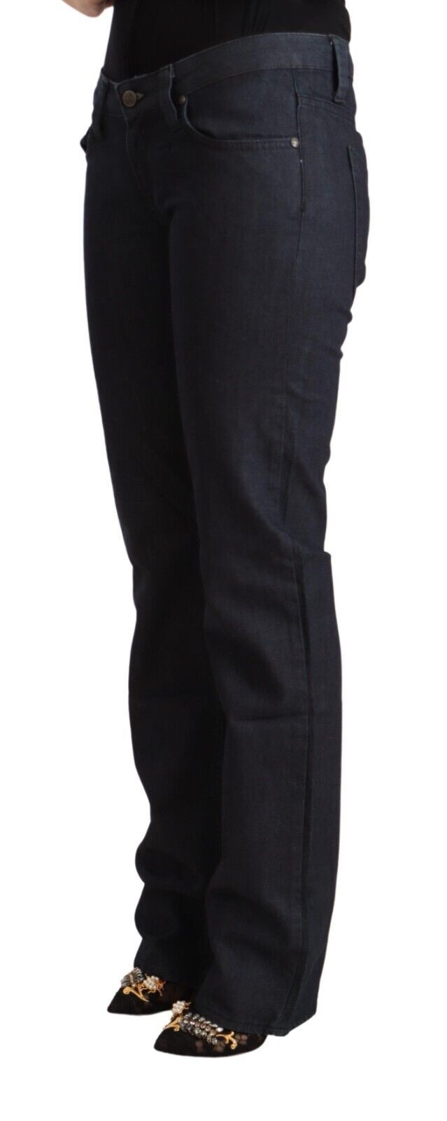 Exte Dark Blue Cotton Stretch Low Waist Straight Denim Jeans | Regal Royce