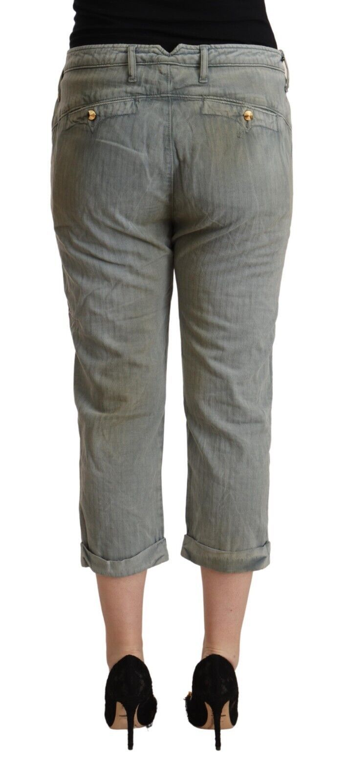 CYCLE Gray 100% Cotton Mid Waist Skinny Cropped Pants | Regal Royce