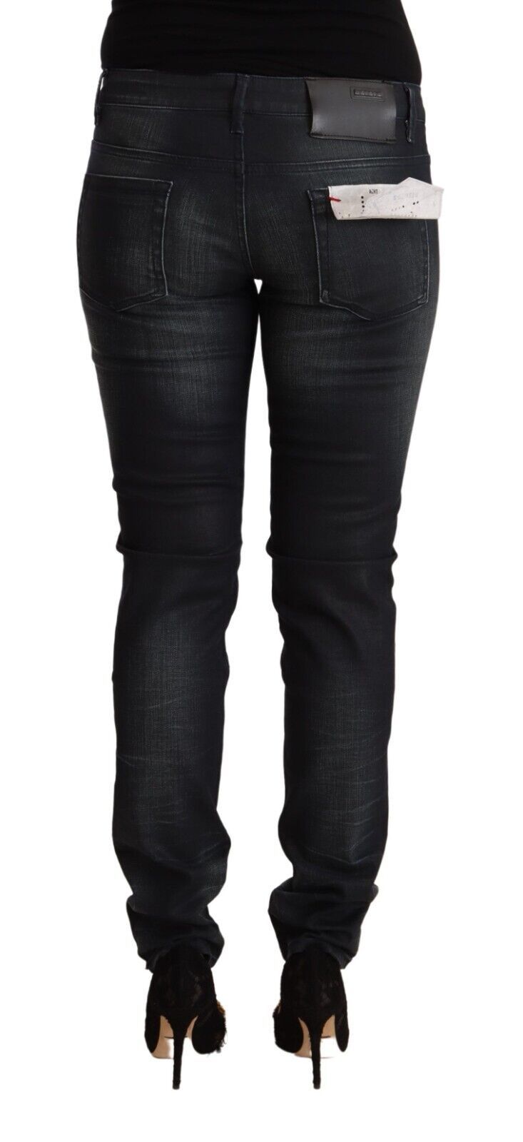 Acht Black Washed Cotton Low Waist Slim Fit Denim Jeans | Regal Royce