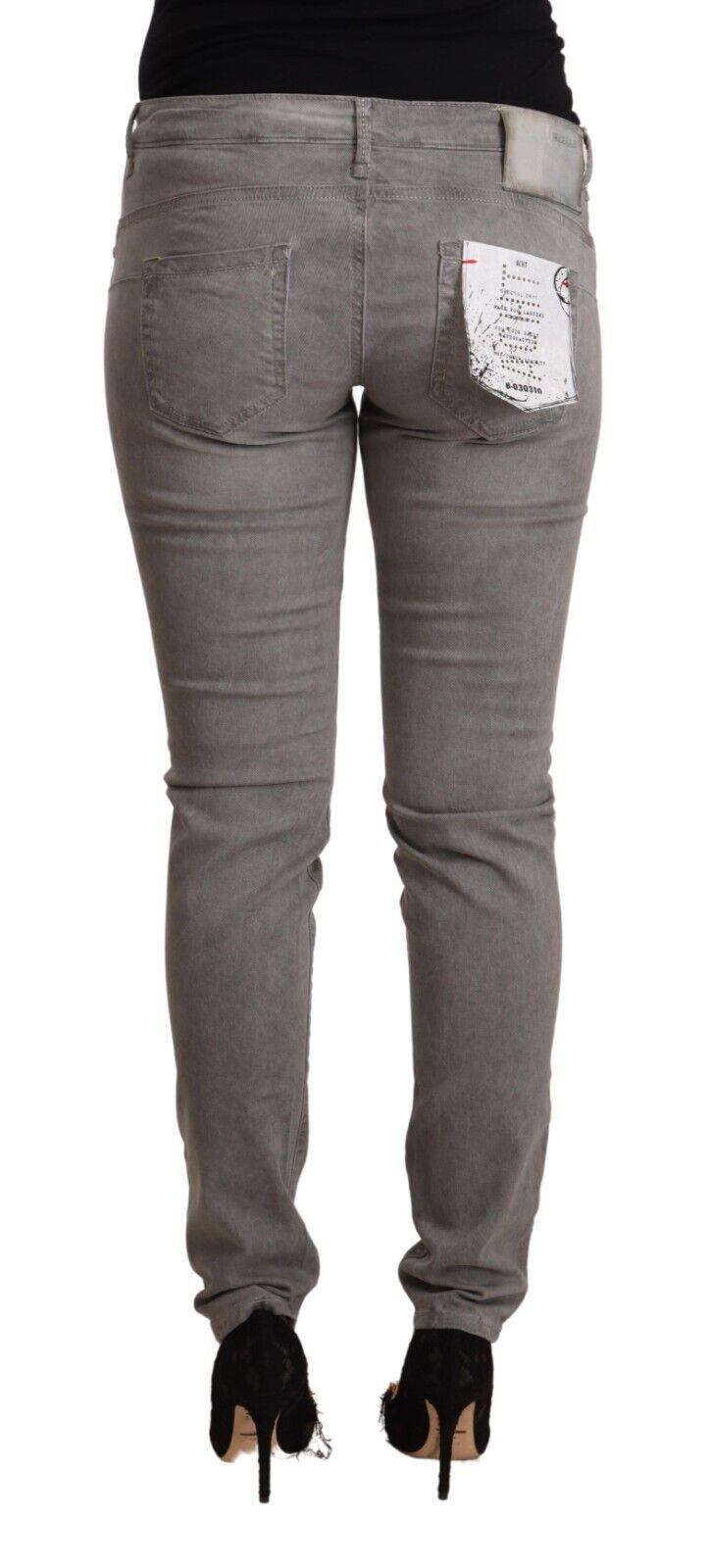 Acht Gray Cotton Low Waist Skinny Push Up Denim Jeans | Regal Royce