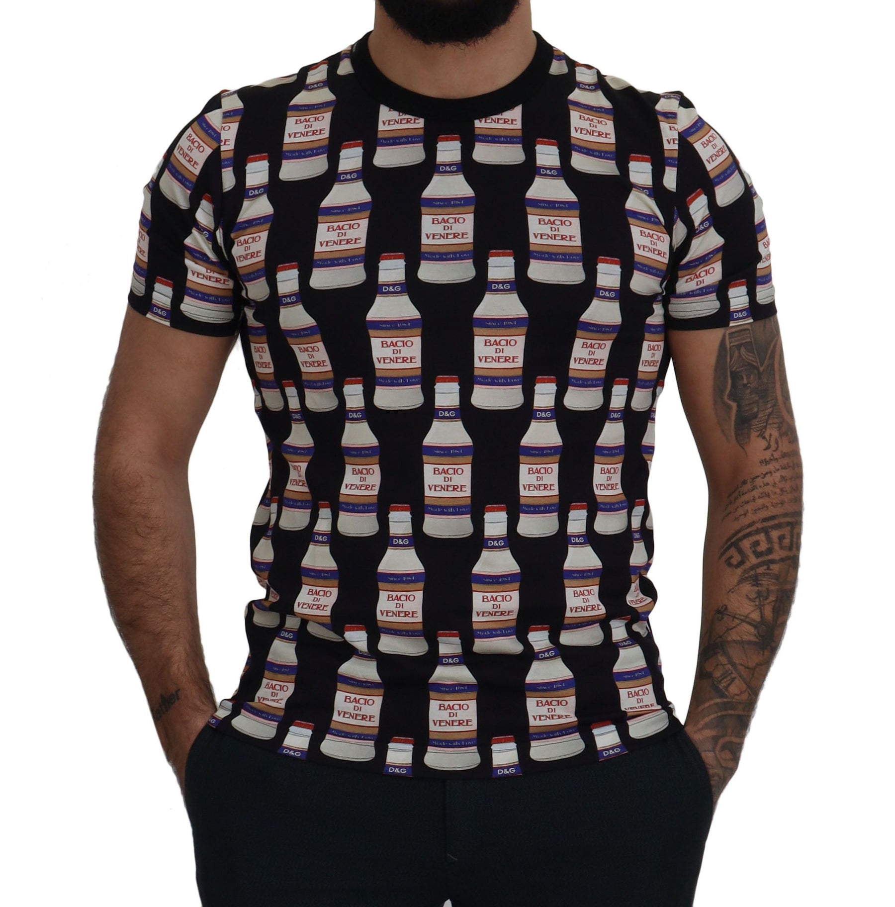 Dolce & Gabbana Black Bacio Di Venere Cotton Crew T-shirt | Regal Royce