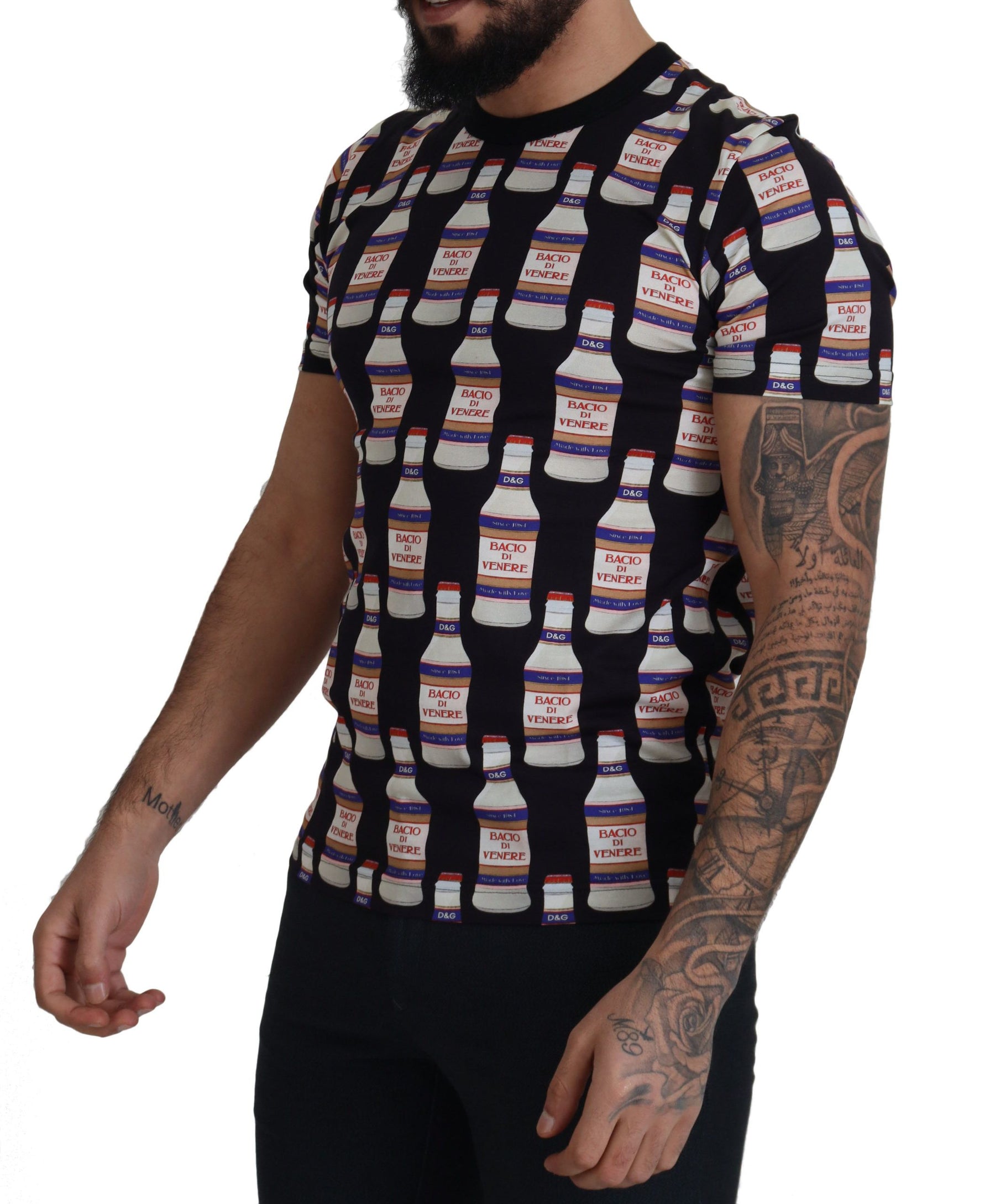 Dolce & Gabbana Black Bacio Di Venere Cotton Crew T-shirt | Regal Royce