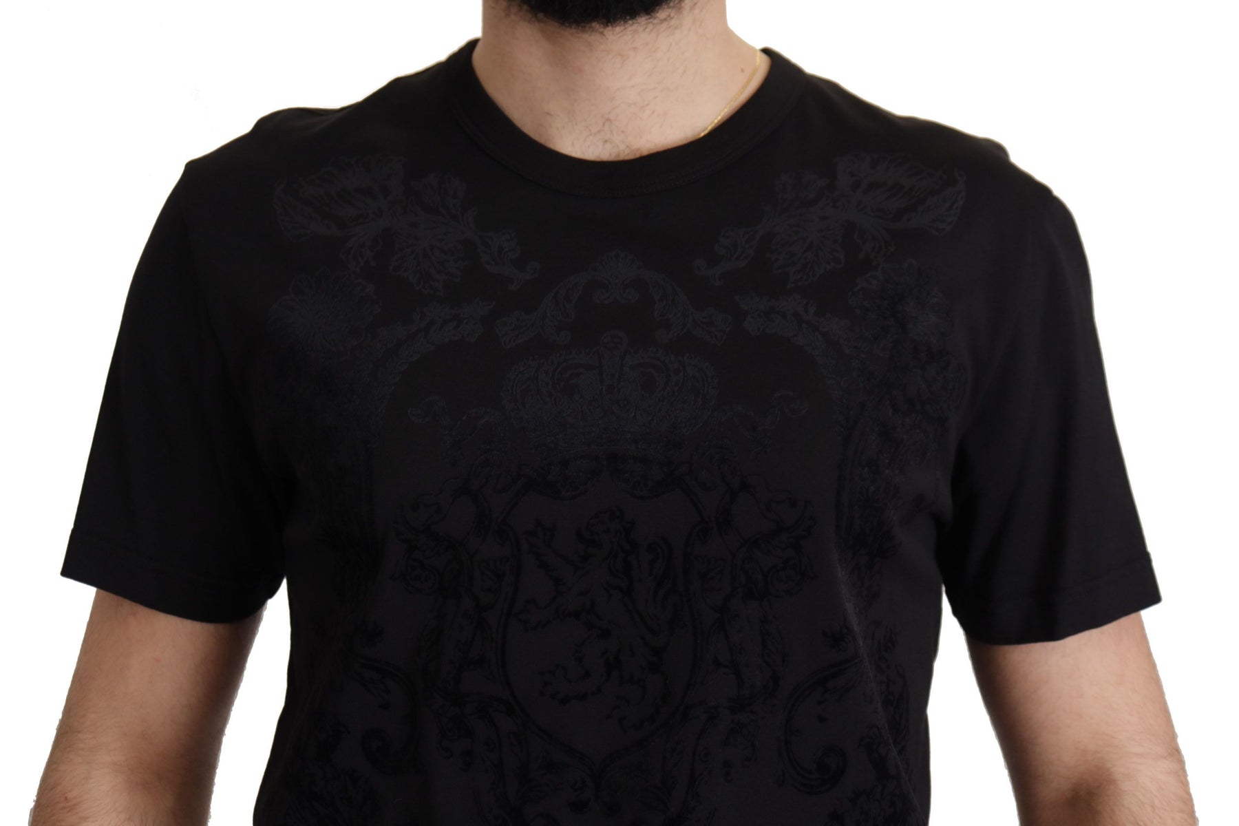 Dolce & Gabbana Black DG Baroque Cotton Crewneck T-shirt | Regal Royce