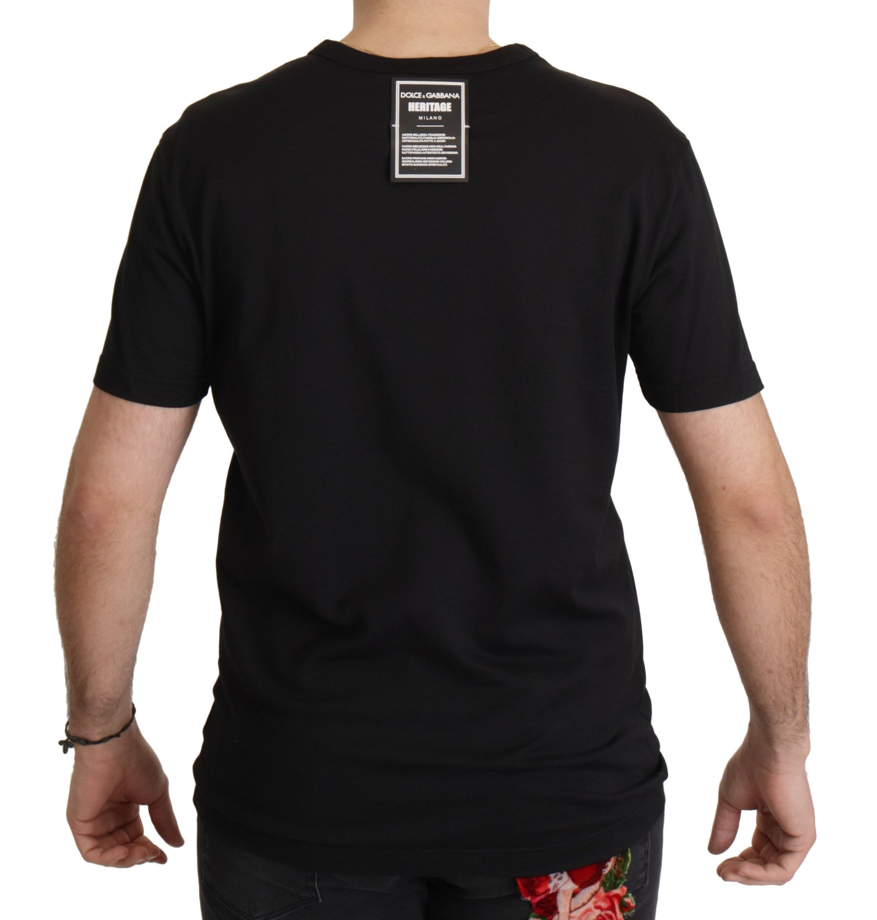 Dolce & Gabbana Black DG Baroque Cotton Crewneck T-shirt | Regal Royce