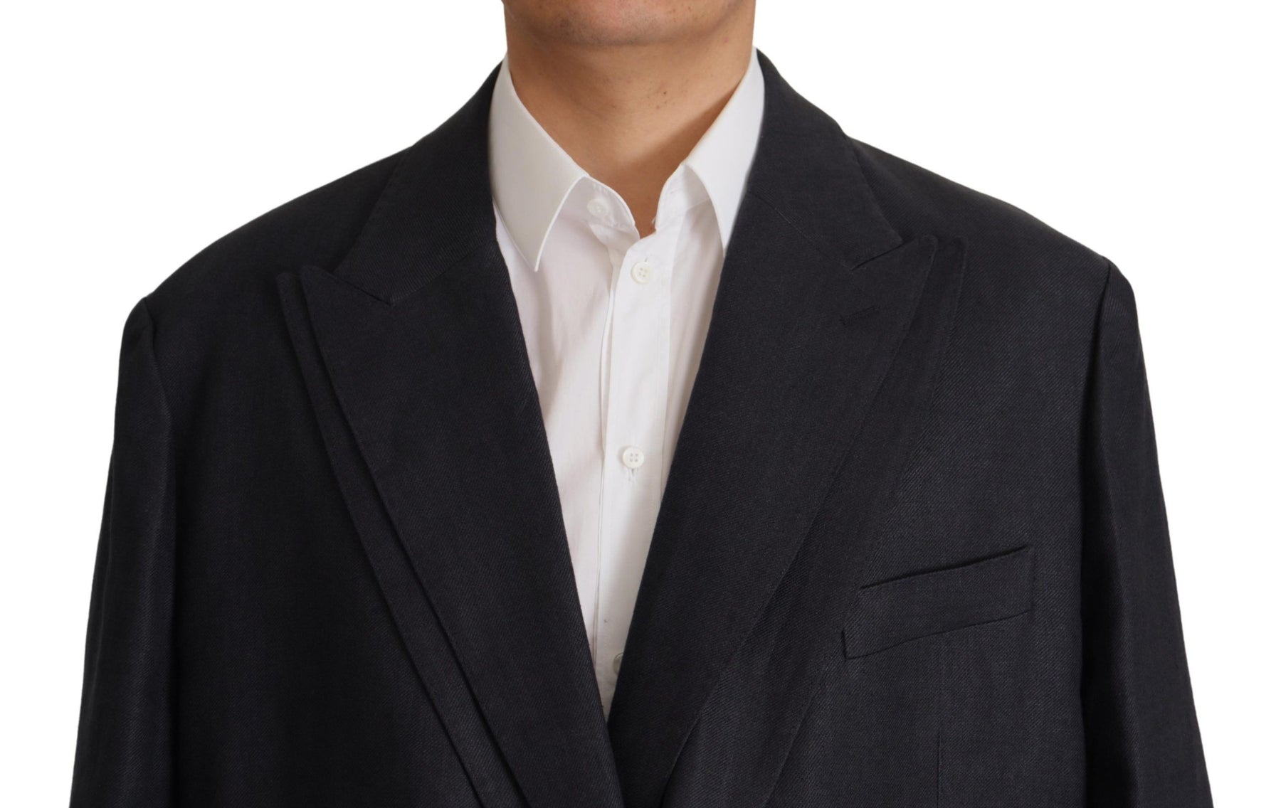 Dolce & Gabbana Blue Linen Formal Mens Blazer Jacket | Regal Royce