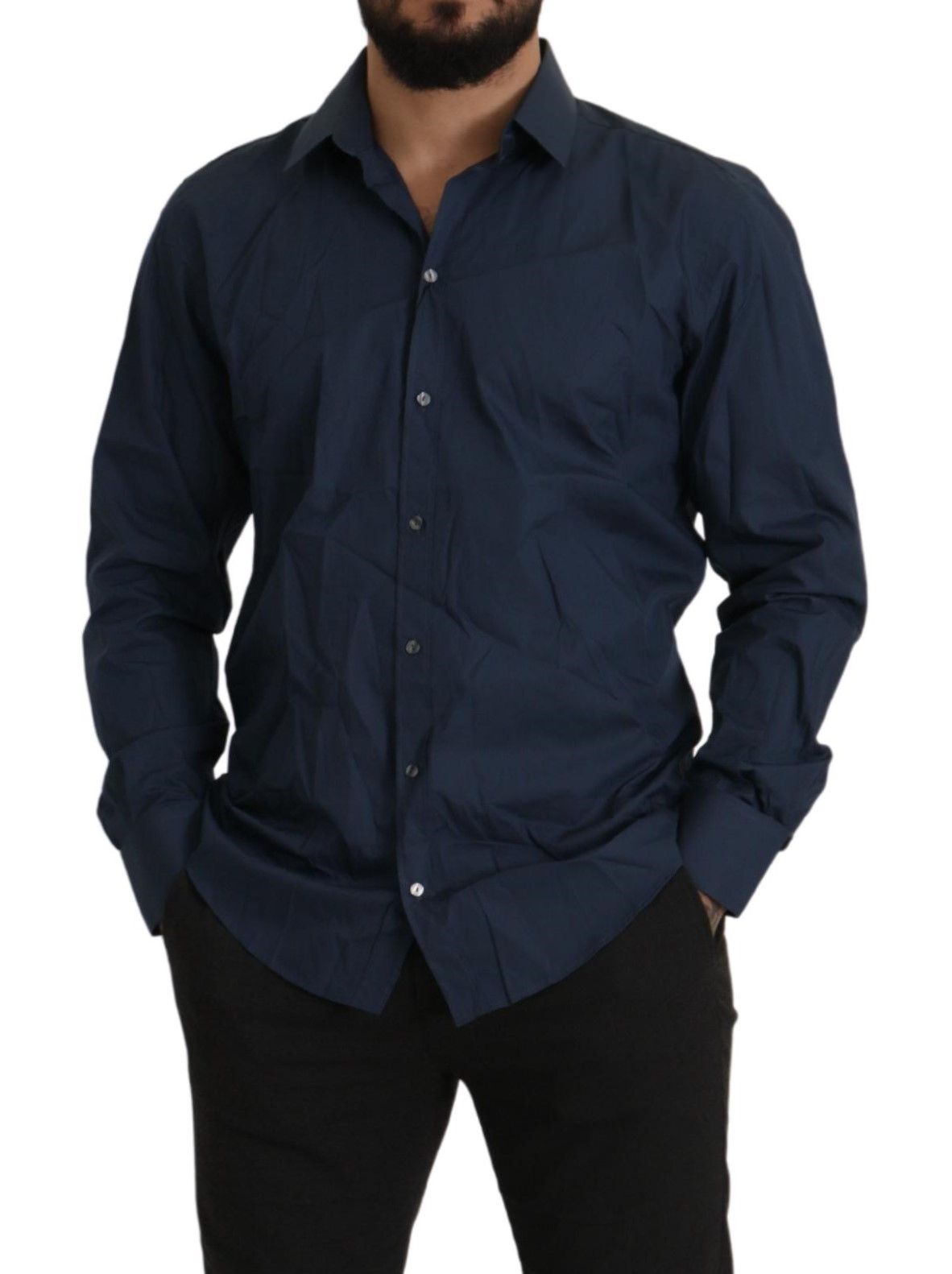 Dolce & Gabbana Blue Cotton MARTINI Slim Fit Dress Shirt | Regal Royce