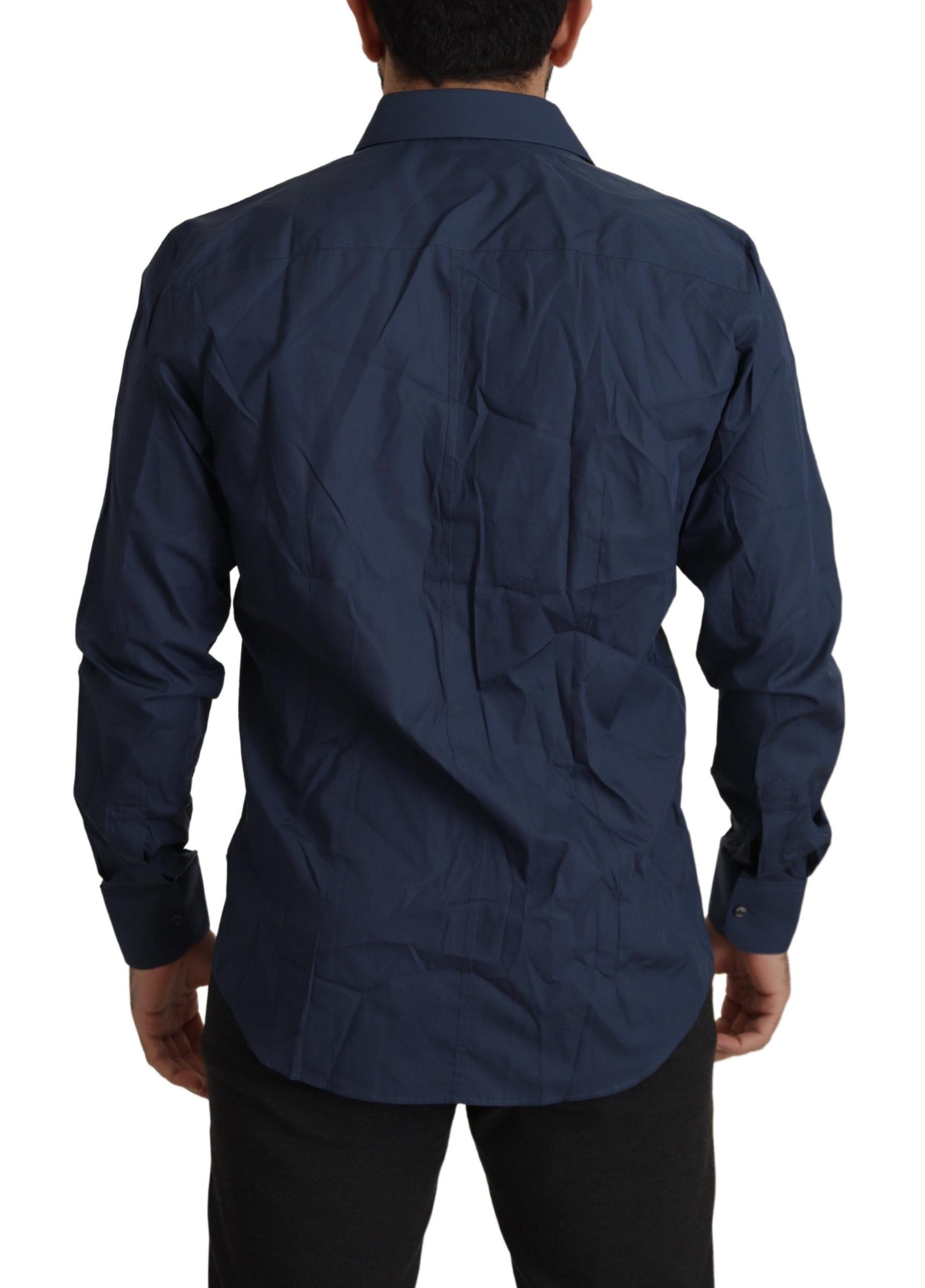 Dolce & Gabbana Blue Cotton MARTINI Slim Fit Dress Shirt | Regal Royce