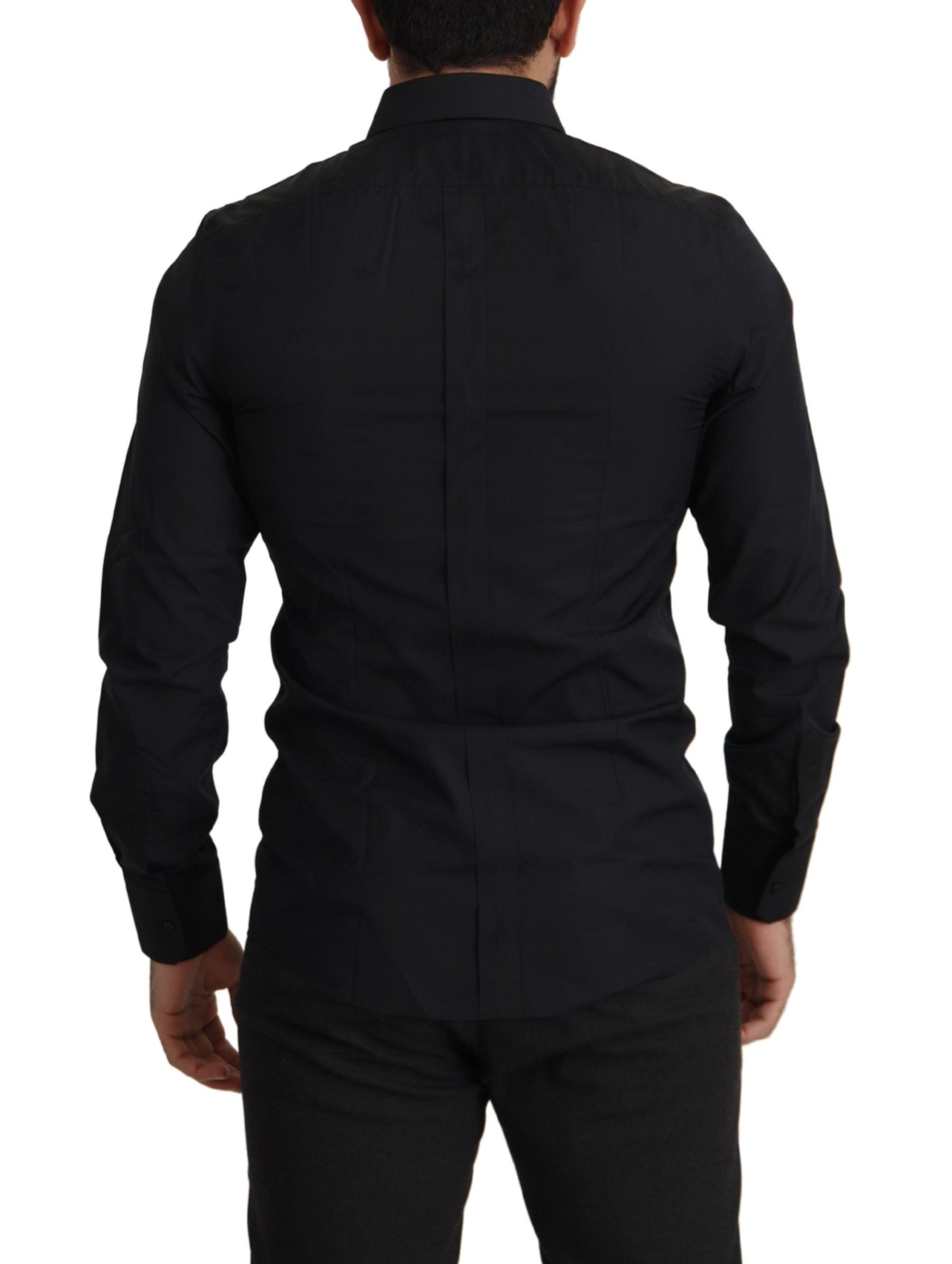 Dolce & Gabbana Black Cotton GOLD Slim Fit Dress Shirt | Regal Royce