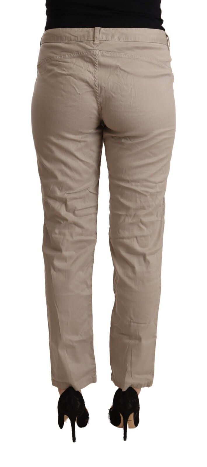 Acht Beige Tencel Mid Waist Tapered Casual Pants | Regal Royce