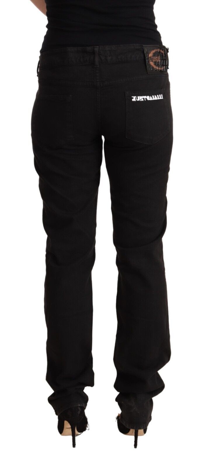 Just Cavalli Black Mid Waist Denim Cotton Skinny Jeans | Regal Royce
