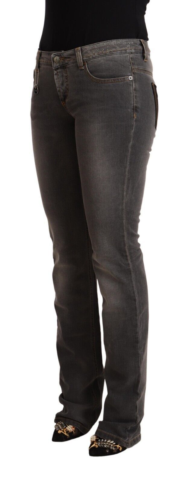 Costume National Gray Washed Low Waist Straight Denim Jeans | Regal Royce