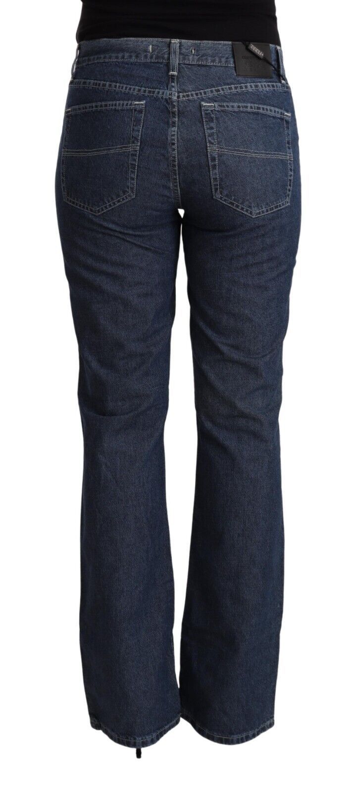 GF Ferre Blue Cotton Mid Waist Flared Denim Jeans | Regal Royce