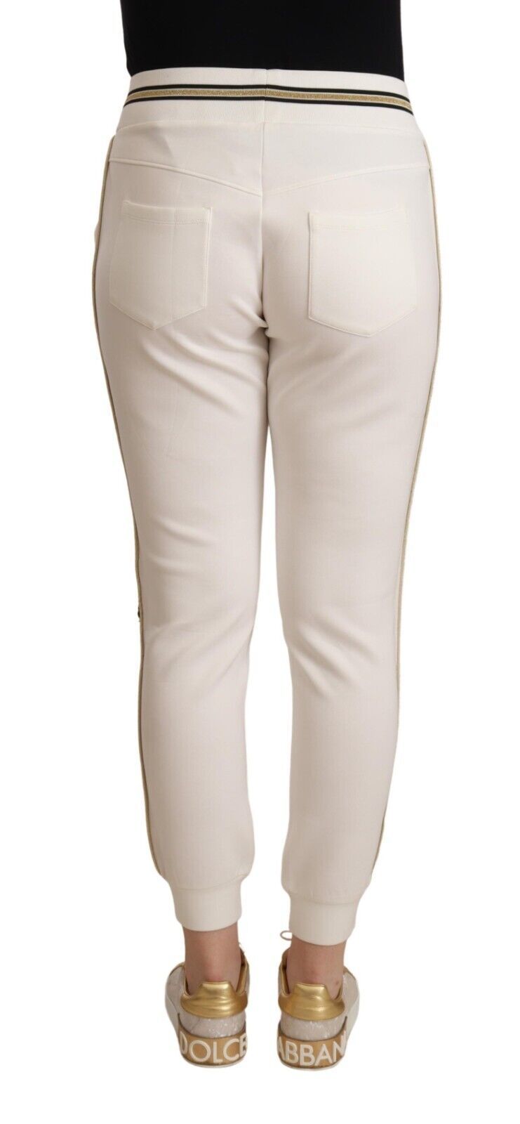 Patrizia Pepe White Polyester Mid Waist Jogger Pants | Regal Royce