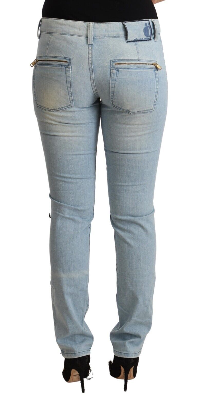 MILA SCHÖN Light Blue Cotton Mid Waist Slim Fit Denim Jeans | Regal Royce
