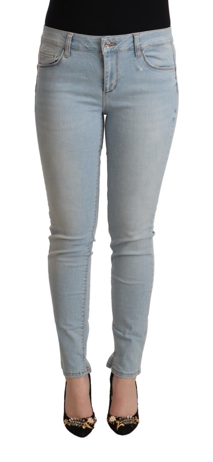 Liu Jo Light Blue Cotton Mid Waist Slim Fit Denim Jeans | Regal Royce